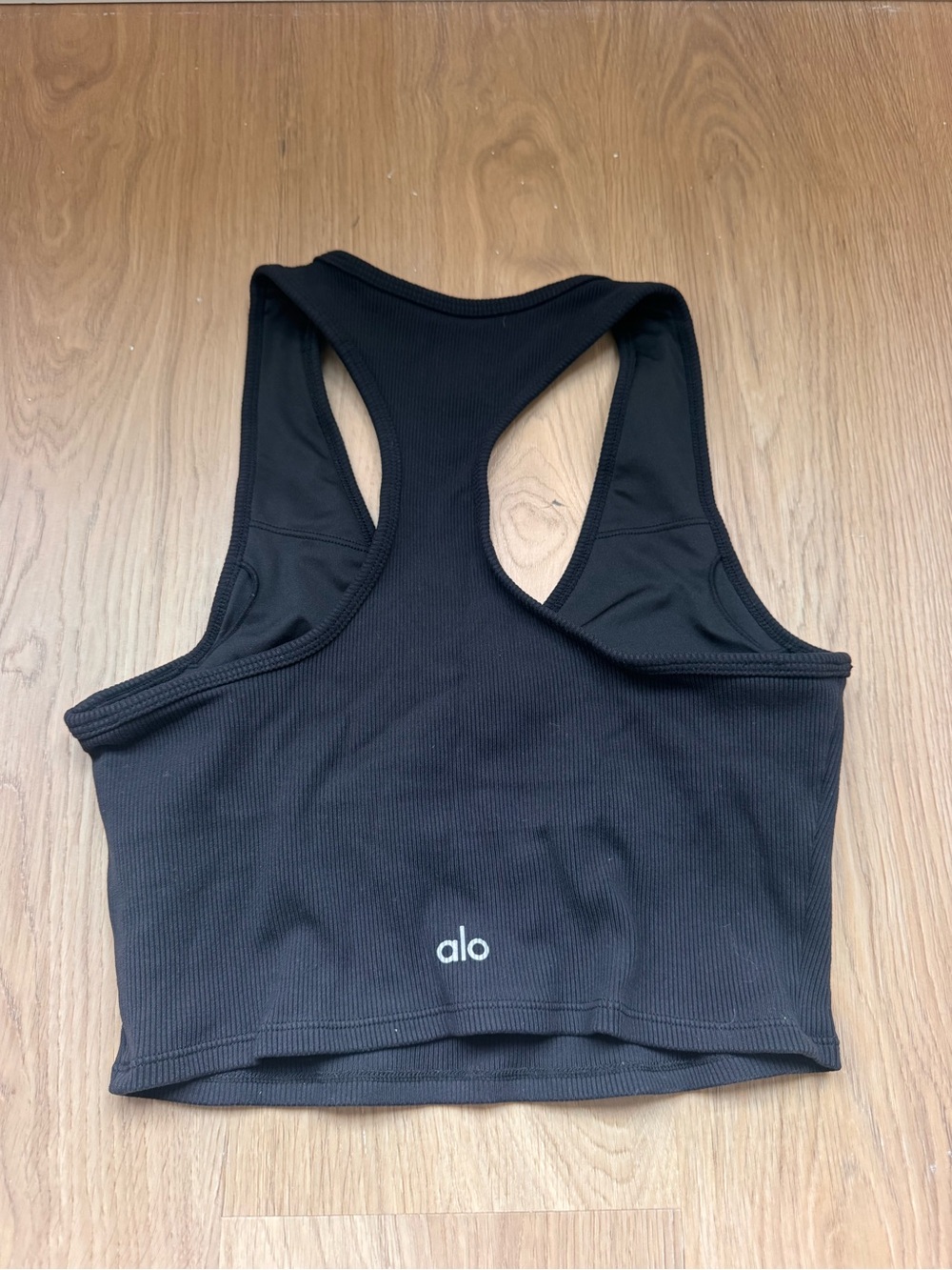 ALO Yoga Black Ribbed Racerback Tank Top - Picture 2 of 2